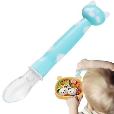 ALWIDA Cucchiaio in silicone con punta morbida, cucchiaio per lo svezzamento | Cibo morbido ed ergonomico con impugnatura facile da impugnare - adatto alle gengive - Cucchiaio lavabile in