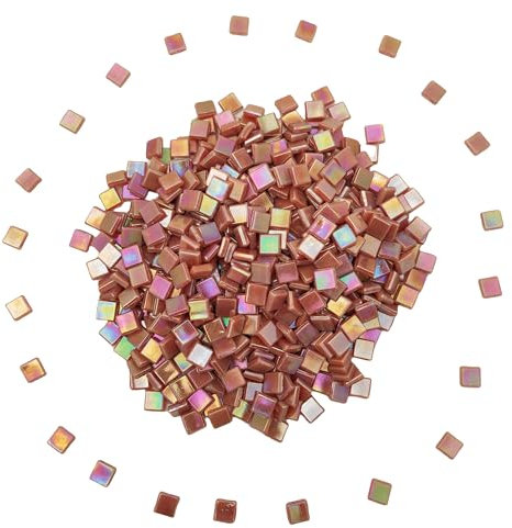 Lot de 560 Carreaux de Mosaïque en Verre de Jade Irisé - 500 g - Carrés de 1 cm pour Loisirs Créatifs, Décoration de Maison/Extérieure (Violet Clair-IA82)