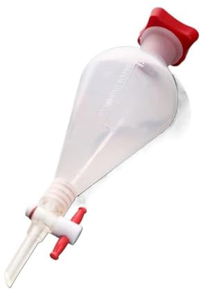 Embudo separador de plástico en forma de pera de 250 ml con tapón de PTFE, embudo de separación de PP, suministros de laboratorio