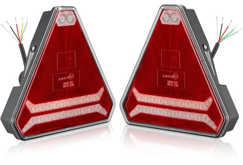 SPARKMOTO 2 x LED Anhänger Rückleuchten Dreieckige,12V 24V Universal LED Beleuchtung Rücklicht Für Anhänger Traktor Landmaschinen,Beleuchtung Anhänger led mit kennzeichenbeleuchtung