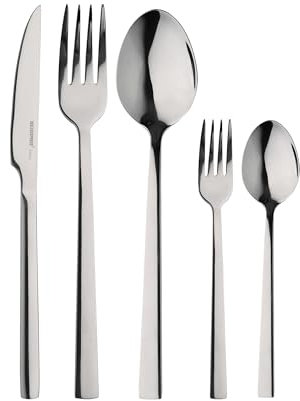 BERGNER SOFIA - Juego de Cubiertos de 60 Piezas - Cubertería Completa para 12 Personas - Fabricado en Resistente Acero Inoxidable - Fácil de Lavar y Almacenar