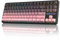LexonElec X ATTACK SHARK X87 Wireless Mechanical Keyboard, Tri Mode-BT/2.4G/Wired, Hot-swappable Linear Switch, Side-printed PBT Keycap, Gasket Structure, RGB Backlit Gaming Keyboard(Black Pink)