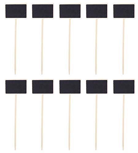 Tyenaza 10Pcs Chalkboard Plant Tags, Wood Mini Blackboard Plant Label Long Round Rod Message Board Gardening Plant Labels Signs for Garden Wedding Flowers Vegetables