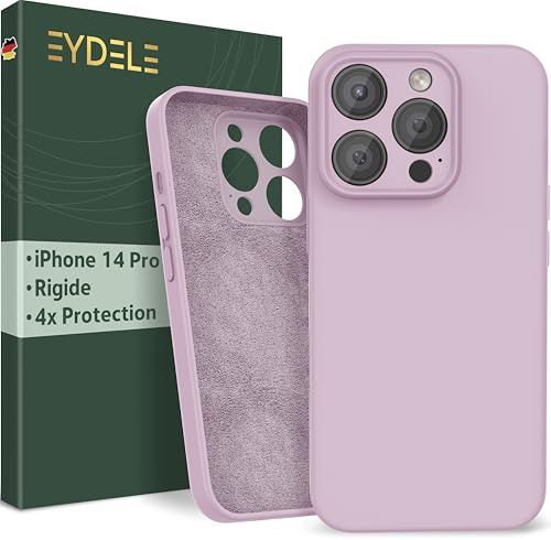 EYDELE Quadrupla Protezione per iPhone 14 Pro - Case Rigido | Fodera in Microfibra | Custodia Silicone Anti Impronta - Cover Rosa cipria