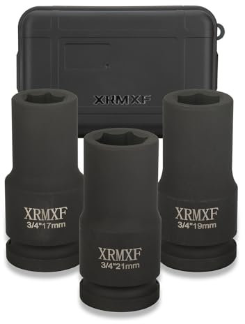 XRMXF Jeu de 3 douilles 3/4 17 19 21 mm Cr-Mo à percussion hexagonales