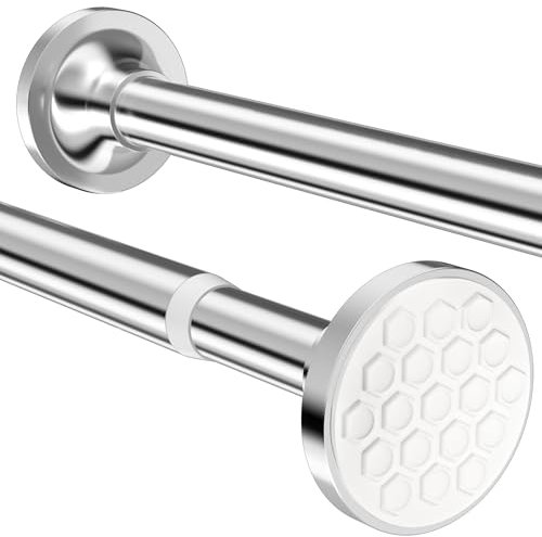 Curtain Poles Extendable Pole Non-Slip Tension Rods 3m Shower Curtain Rails Extra Long for Living Room, Bedroom, Bathroom, Balcony (84-300CM φ32mm Silver)