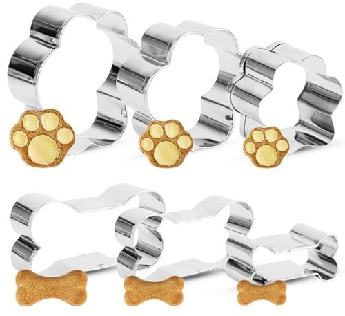 Lot de 6 emporte-pièces en forme de chien - En forme d'os de patte de chien - Pour la cuisson des biscuits ou des friandises pour chien