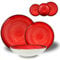 ARCA, Set 18 Piatti Coordinati Pepper in Porcellana Decorata, Servizio per 6 Persone, con Piatti Fondi, Piani e da Dessert, Moderni e Colorati, Lavabili in Lavastoviglie, Colore Rosso