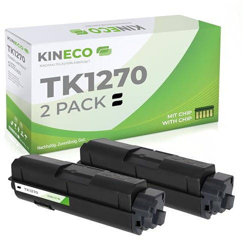 Kineco Toner TK-1270 Doppelpack Kompatibel für Kyocera ECOSYS MA4000fx, MA4000x, MA4000wifx & Plus-Modelle – Schwarz – 2X 10.000 Seiten – Kompatibel