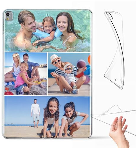 Personalised Case Compatible with All iPad models iPad 10th, 9th Gen,6th Gen, 5th Gen, Mini, Air, M2, M3 – Collage Photo Gel Clear Silicon Shockproof Cover - Personalize with 4-Images