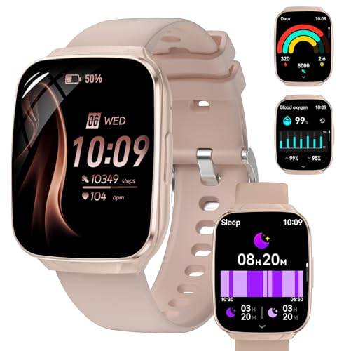 CILIENG Smartwatch mit Anruf-Funktion & SpO2, 1.83“ HD-Curved Display, 7 Tage Akku, 110+ Sportmodi, IP67 Wasserdicht für Android iOS (Rosa)