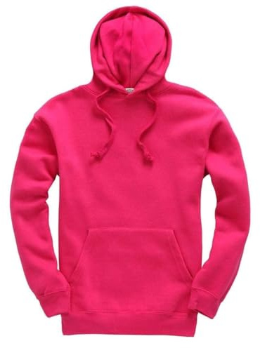 Mellor Design Plain Pullover Hoodie Hooded Top Unisex Mens Ladies Hooded Sweatshirts Hot Pink, L