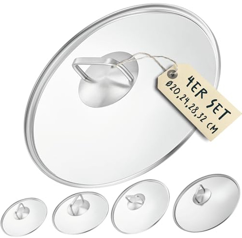 SILBERTHAL Pfannendeckel Set 20, 24, 28, 32cm - Universell einsetzbar | Glas, Edelstahl - Deckel für Bratpfanne, Servierpfanne oder Wok