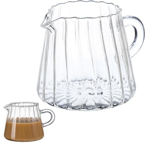 Jarra de Crema de Vidrio 200ml de Vidrio Borosilicato para Café | Jarra para Calentar Leche, Jarra para Espumar, Vaso de Leche, Hogar y Restaurante