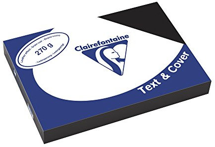 Clairefontaine 2710C Druckerpapier Text & Cover DIN A4, 21 x 29,7cm, 270g, 1 Ries mit 100 Blatt, Ledergeprägt Schwarz
