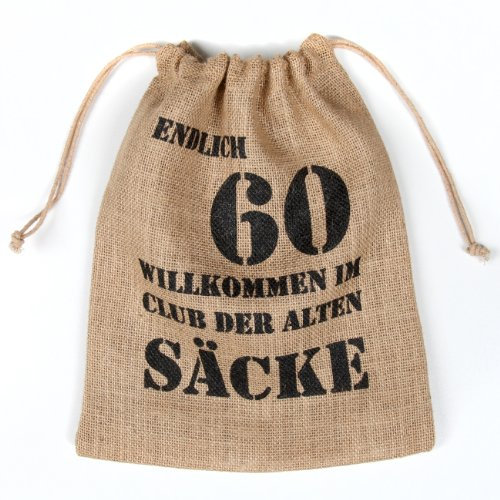 Cera & Toys® ALTER SACK mit Jahreszahl 60 als Geschenkverpackung 100% biologisch abbaubar, umweltfreundlich