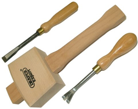 Wooden Handle Tack Lifter, Straight Ripping Chisel + Mallet Upholstery Kit