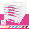 Leitz 52141023 Wow Cube Schubladenbox (Polystyrol) 5 Schubladen perlweiß/pink