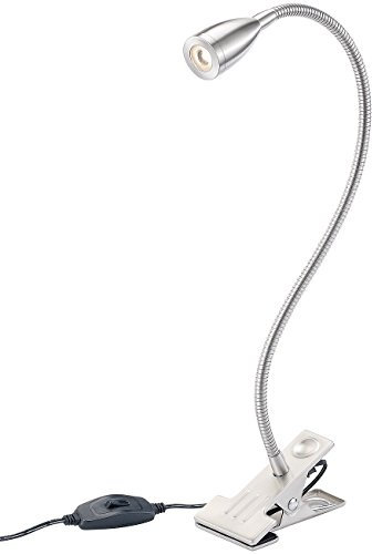 Lunartec Lampade con Pinza - Lampade a Morsetto: Lampada a Pinza con Collo di Cigno e LED da 3 Watt Integrato (GUIDATO Collo di Cigno Lampade Morsetto, GUIDATO Luce per la Lettura, Luce per leggio)