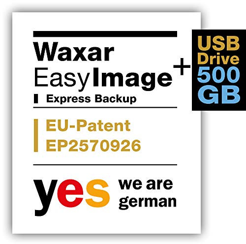 Waxar EasyImage-512 Bundle, High-End Backup Software inklusive Speicher 512GB, läuft sofort ohne Installation, kompatibel mit Windows | Mac | Linux, PC-Edition, 1 Gerät, Life-Time License, EN