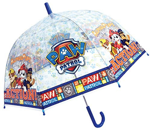 Chanos Chanos Paw Patrol Manual Dome Shape Poe Transparent Folding Umbrella, 48 cm, Blue and White Regenschirm, Weiß (Blue White)
