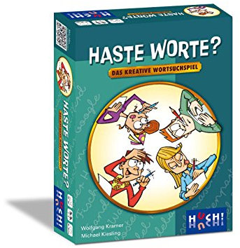 HUCH!, Haste Worte Spiel, Schnelles Wortspiel für die ganze Familie, Kreative Aufgaben & Handicapkarten, Familienspiel ab 8, Für 3 bis 8 Spieler ab 10 Jahren
