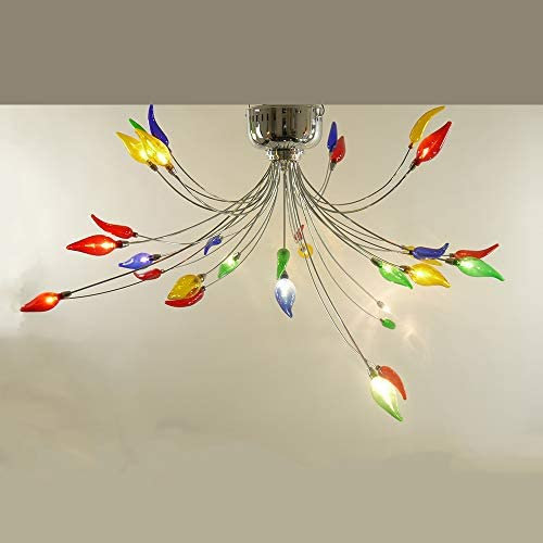 Dapo FLAMME 16 12V-Halogen-Decken-Leuchte-Lampe mundgeblasenen Glaseinsätzen 16x G4, à max. 20W Wohn-Ess-Schlaf-Zimmer-Dekorations-Leuchte-Lampe
