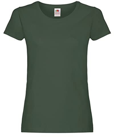 Fruit of the Loom Ladies Fit Valueweight Colours Short Sleeve Cotton T-Shirt, Green - Bottle Green, Medium