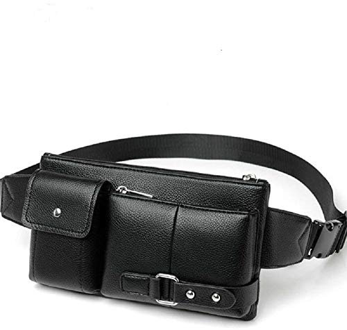 DFV mobile - Bag Fanny Pack Leather Waist Shoulder Bag Compatibile con Ebook Tablet Mi Pad/iPad Mini/Galaxy Tab A 8.0 / MEDIAPAD M6 / Lenovo Tab V7 / Lenovo A6020A46 Vibe K5 Plus (2016) - Black