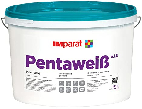 IMparat Pentaweiß e.l.f. Wandfarbe Innenfarbe Objektfarbe Profiqualität 15 L Weiß