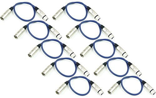 Adam Hall Cables 10 Stück K3MMF0050BLU Mikrofonkabel XLR female auf XLR male DMX Audio Kabel 3 pol polig (0,5 m, Blau, 10)