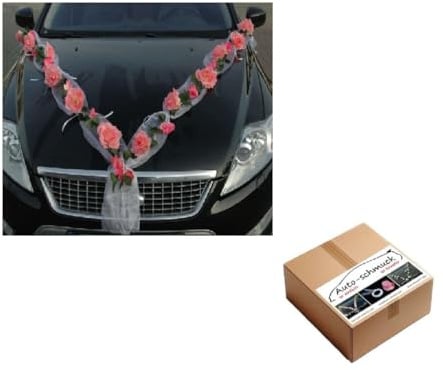 Rosen Girlande Braut Paar Rose Deko Dekoration Autoschmuck Hochzeit Car Auto Wedding ®Auto-schmuck Deko PKW (Rose Orchidee Rosa/Rosa)