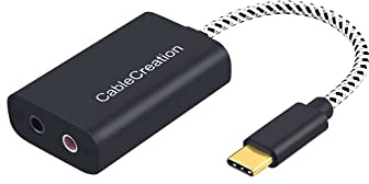 CableCreation USB-C Microphone Adapter, Type C External Stereo Sound Card with 3.5 mm Audio Jack Compatible with Windows, MacBook Pro, iPad Pro 2020, S20 S21 Ultra, Note 9 10, Black