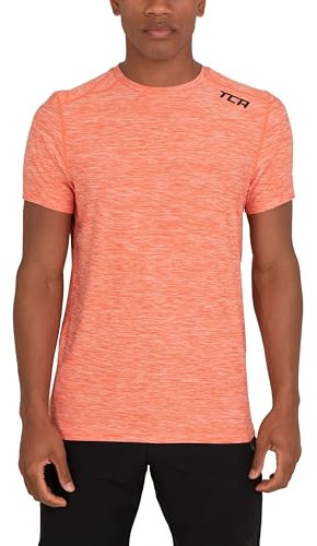 TCA Galaxy Sport Tshirts für Herren Fitness - Kurzarm Fitness Lauf Tshirts - Sport Shirt für Männer - Fitness Sport Herren T-Shirt - Herren Sport Tshirt - Orange, XXL