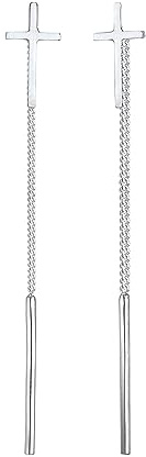 Elli Damen Echtschmuck Ohrringe Ohrhänger Kreuz Symbol Geo in 925 Sterling Silber vergoldet