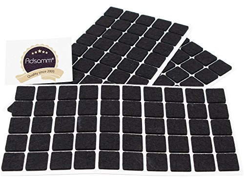 Adsamm® / 150 x Selbstklebende Filzgleiter/Schwarz / 20x20 mm/Quadratisch/Möbelgleiter aus Filz mit 3.5 mm Stärke/Möbel- und Bodengleiter