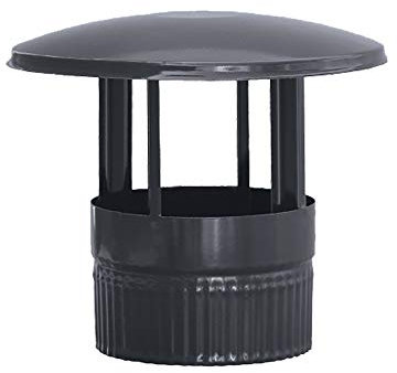 Sombrerete en color negro vitrificado 900°C-Ø100 mm-Rosetón para conductos de estufas y chimeneas