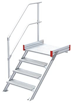Euroline Podesttreppe 45 Grad, 600 mm Stufenbr., 1 Handl. 1 Geländer - 4 Stufen
