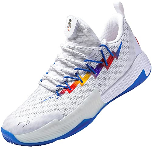 PEAK Lou Williams Herren Basketballschuhe, atmungsaktiv, Lightning, professionelle rutschfeste Sportschuhe zum Laufen, Wandern, Weiß - weiß - Größe: 45 EU