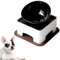 JYHY Gamelle en céramique pour Chien et Chat - Gamelle à Large Ouverture pour Chien et Chat - Stérile inclinée - avec Tapis en Caoutchouc antidérapant - Taille M/1,5 Tasse (Bol Noir)
