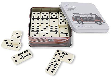 BRISA VW Collection - Volkswagen Domino, Gioco da tavola in Scatola di Metallo retrò con 28 Tessere, Confezione in Metallo, T1 Bus VW Design (Dashboard)