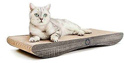 CanadianCat Company | Kratzkarton Comet XL | 75 x 30 x 8 cm | Kratzmöbel, Kratzbrett | XXL Qualitäts-Pappe +Katzenminze | dunkelgrau