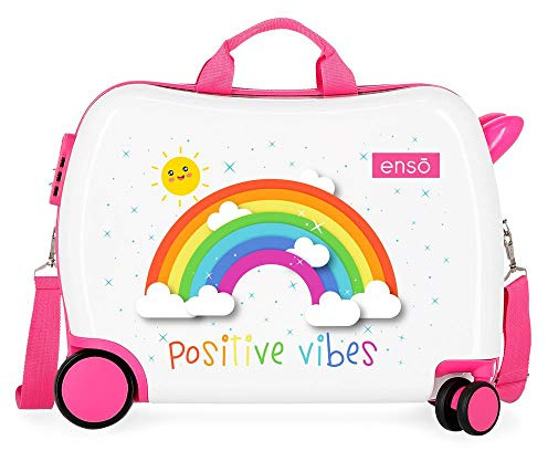 Enso Arcoiris Positive Vives Kinder-Koffer Weiß 50x39x20 cms Hartschalen ABS Kombinationsschloss 38L 2,3Kgs 4 Räder Handgepäck