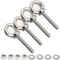 AIVOOF Bulloni a occhiello in acciaio inossidabile, confezione da 4 bulloni a occhiello M10, 3/8 x 5,1 cm, resistenti viti con ganci a occhiello con rondella e dadi per anello di sollevamento golfare