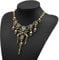 FakeFace Halloween Halskette Piraten Schädel Quaste Charm Halskette Kragen Lätzchen für Frauen Horror Halskette Punk Retro Geisterkopf Quaste Schlüsselbein Kette Halloween Schädel Halskette (Gold)