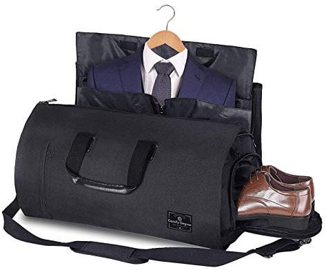ComfyDegree Reise-Kleider-Aufbewahrungstasche, Handgepäck auf umwandelbarer Mehrzweck-Seesack, atmungsaktive Anzug-Tragetasche, Organizer, Schwarz , 0