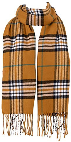 Hat To Socks Herrlich Weicher Klassisch Karierter Winterschal für Damen und Herren - Warm und Elegant (Senf)