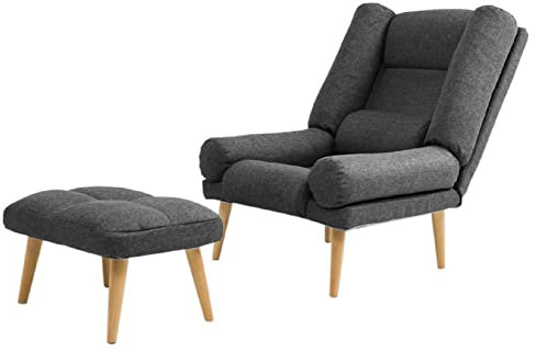 Grekpol Ohrensessel LILA - Sessel mit Hocker - Relaxsessel mit 5-Stufen-Verstellung - Sessel für Wohnzimmer - Lange Fernseh- und Leseabende. Abschalten und genießen! (Zoya 10 Dunkelgrau)