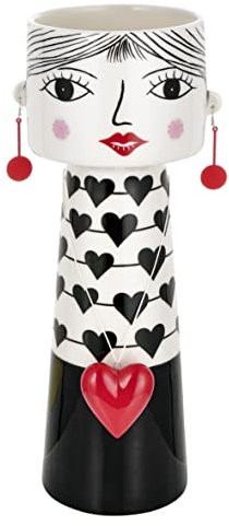 Baroni Home Pop-Vase, modern, handbemalt, Figur für Innen- oder Außenbereich, mittelgroßes Herzanhänger, 16 x 13,5 x 38 cm