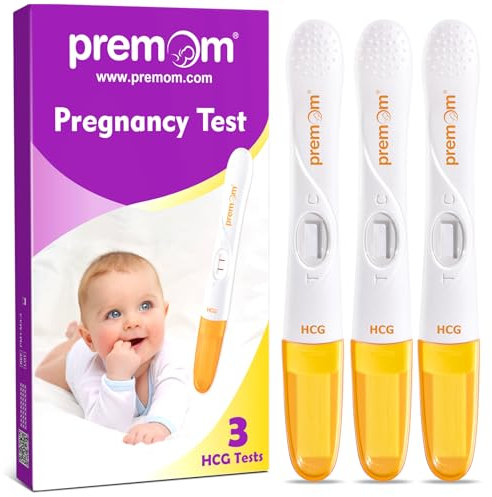 Test de Grossesse Précoce 10 UI/L, Premom 3 hCG en Stylo Urinaire Fiable Rapide et Facile avec l'Application Gratuite